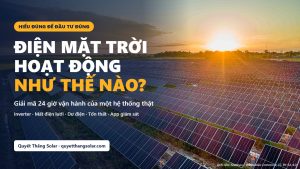 Điện mặt trời hoạt động như thế nào - cánh đồng pin năng lượng mặt trời lúc bình minh